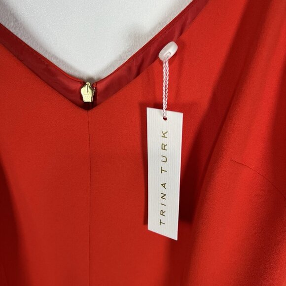 TRINA TURK Cropped Red Jumpsuit With Belt Women’s Size 6 New With Tags Designer - Picture 8 of 12